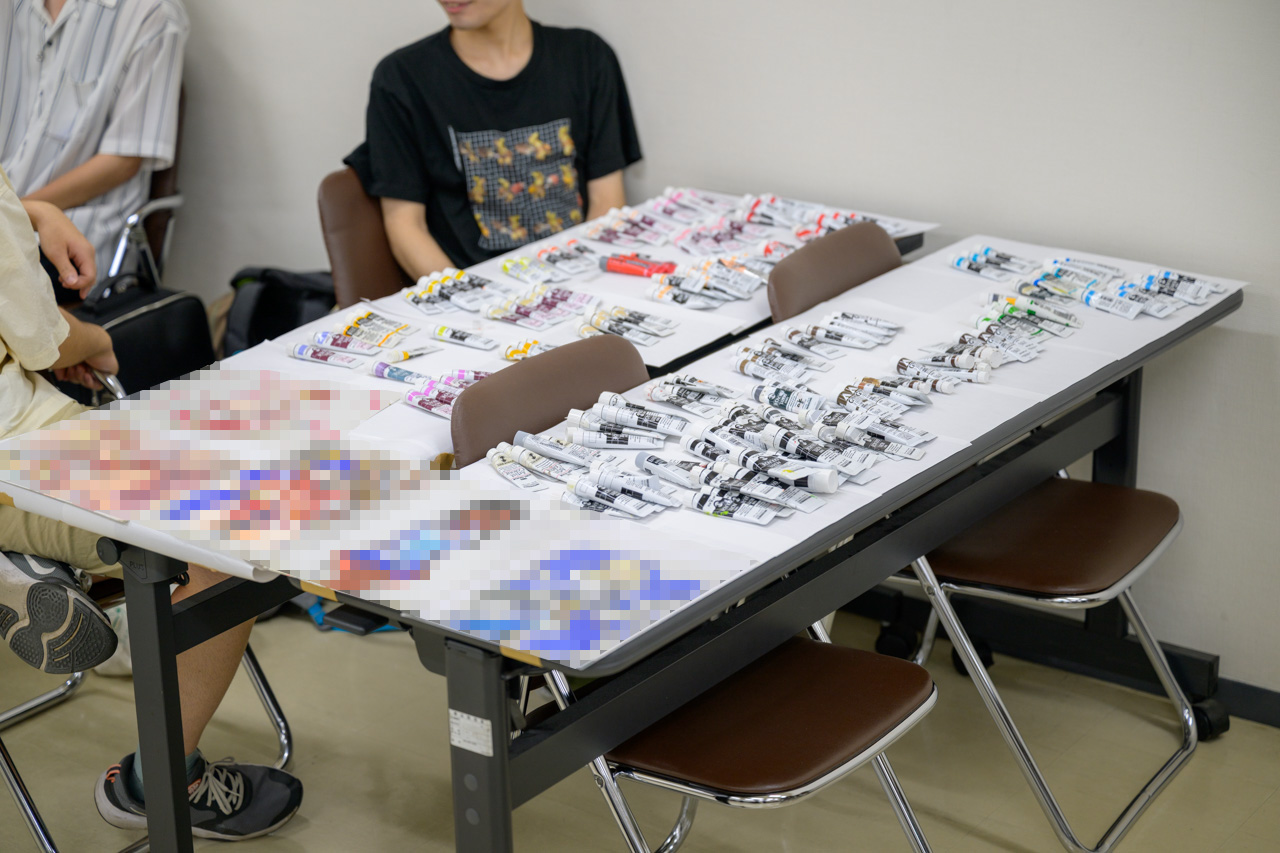 アニメフェス仙台のセル画体験コーナーに展示された手描き作品