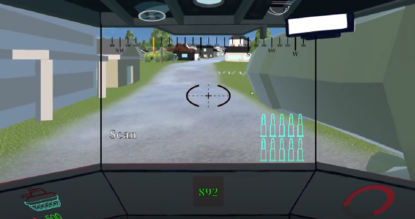 九州学生ゲーム大祭2025展示ゲーム画面スクリーンショット-戦車シミュレータコクピット視点