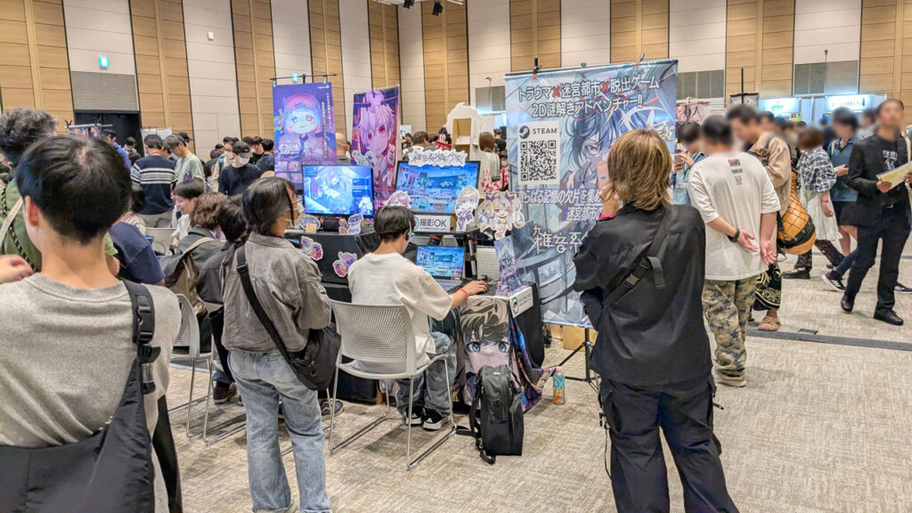 OSAKA INDIE GAMES SUMMIT 2025 会場内の展示スペース - 広々としたフロアに120タイトルが出展